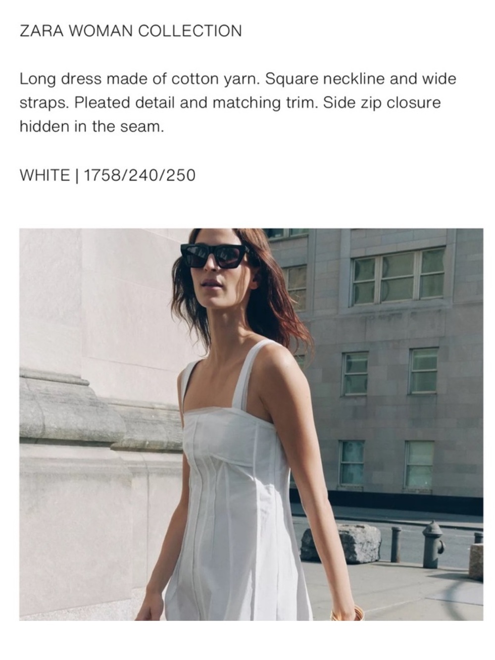 ZARA White Trim Detail Poplin Maxi Dress - Picture 8 of 16